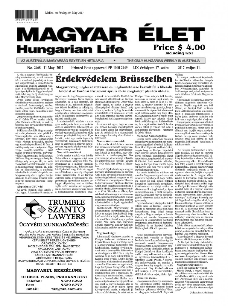 cimlap Magyar Elet 2011. Maj.11