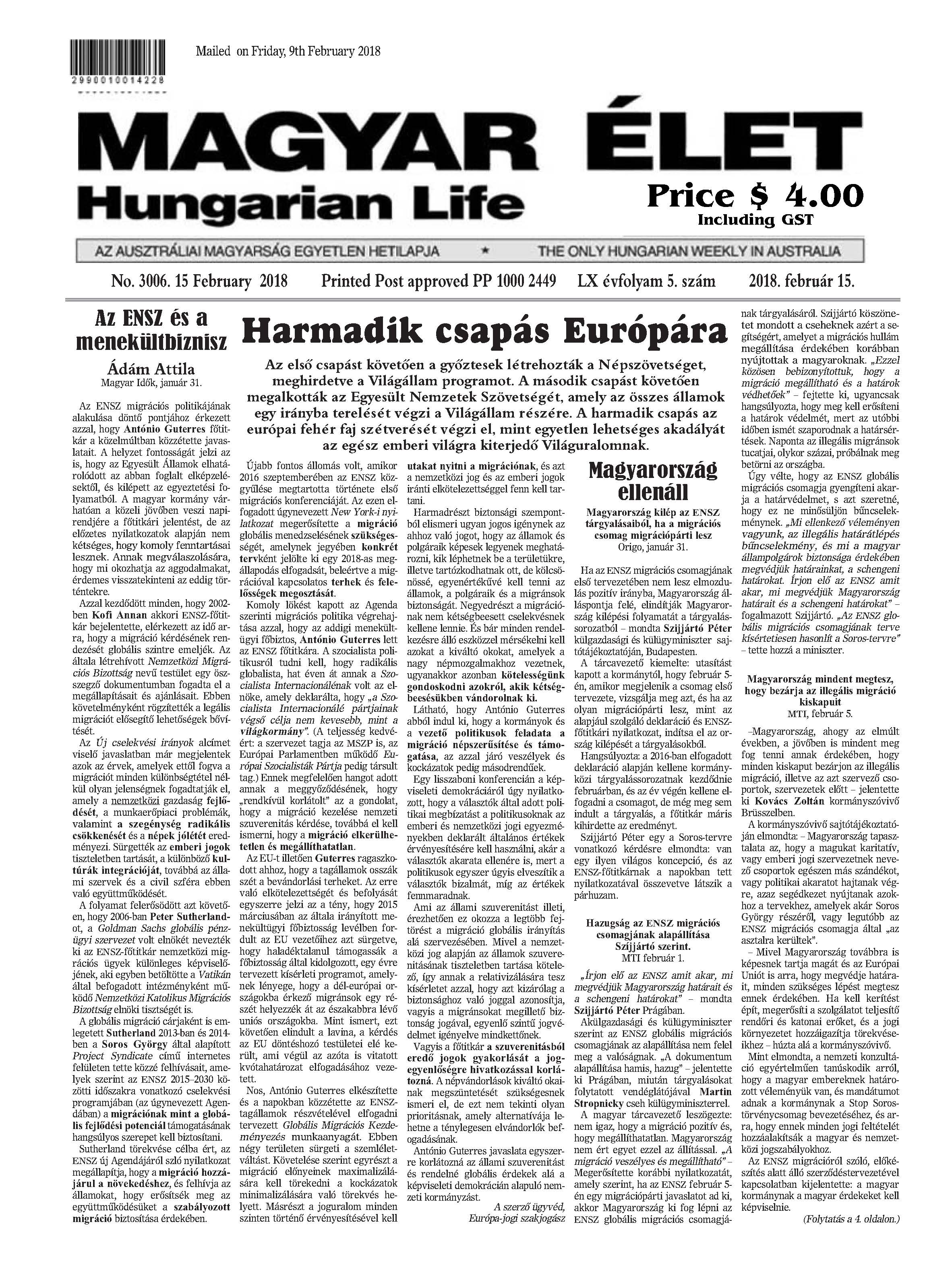 cimlap Magyar Elet 2018. február 15