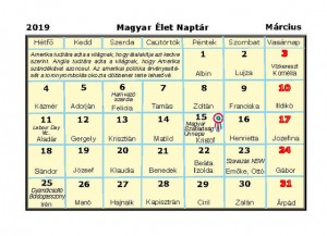 1-Naptár 2019, március (MAGYAR NAPTÁR)