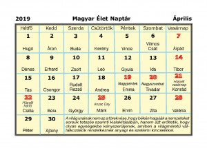 Magyar Élet Naptár 2019. áprililis (A5) (MAGYAR NAPTÁR)